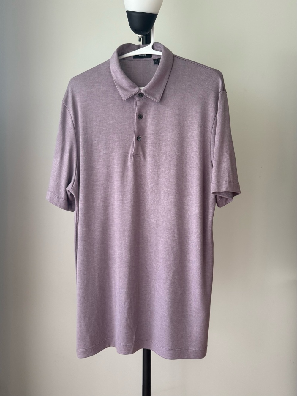 Theory Polo Shirt Men’s Large Purple Short Sleeve Modal Blend